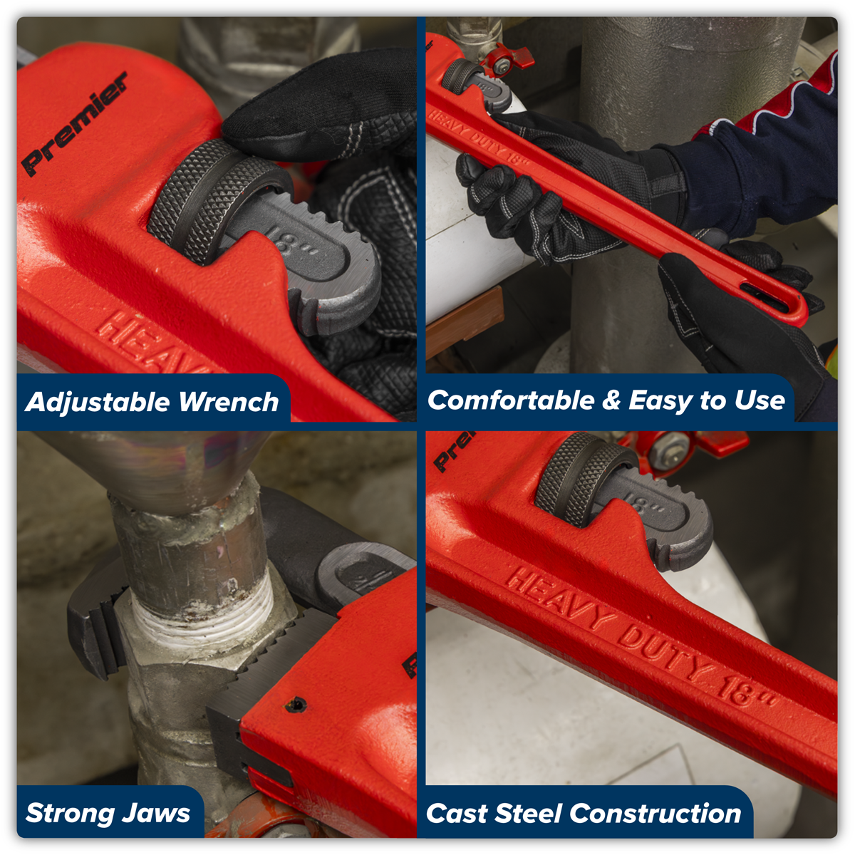 Cast Steel Pipe Wrench European Pattern 450mm AK5105