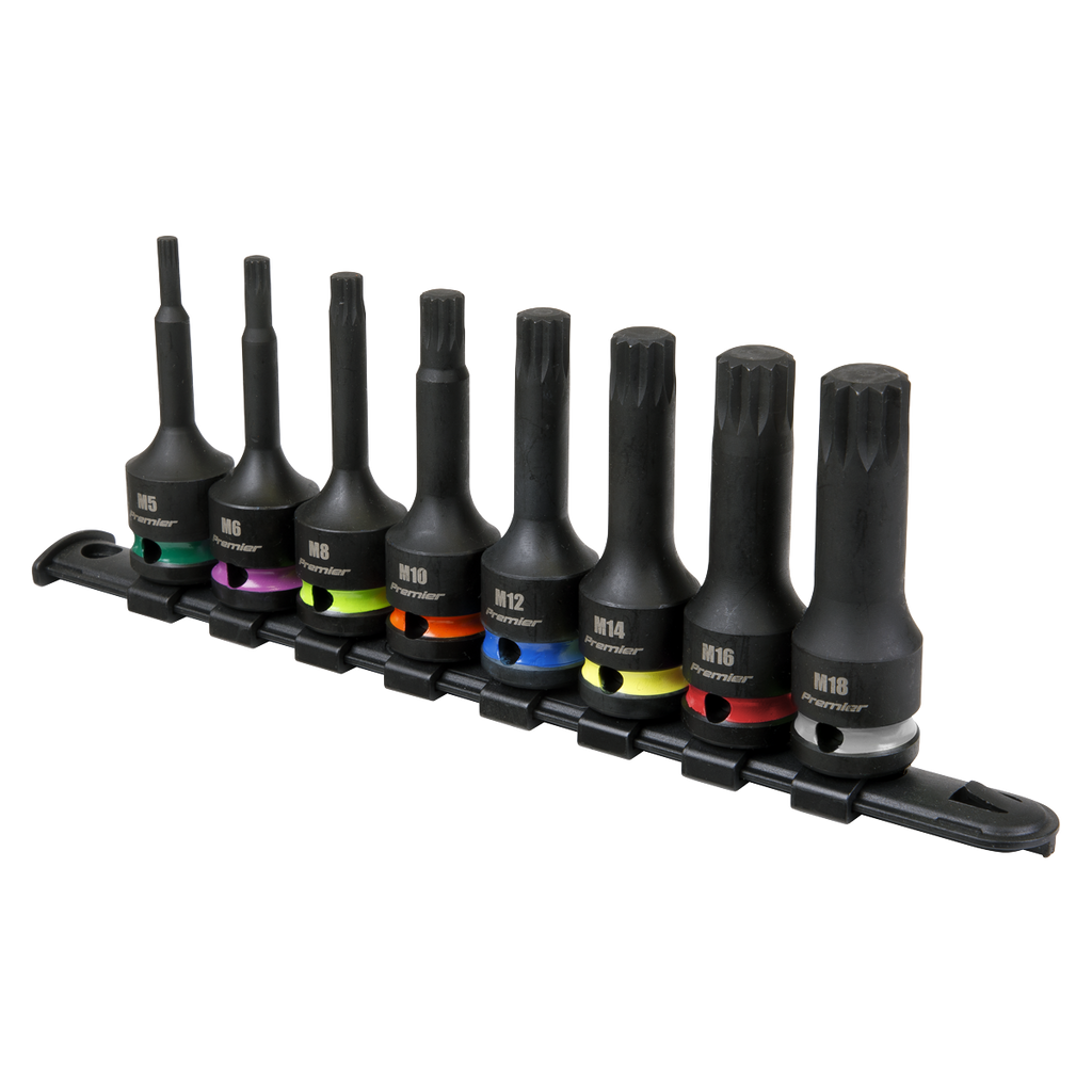 Spline Impact Socket Bit Set 1/2"Sq Drive 8pc AK56004