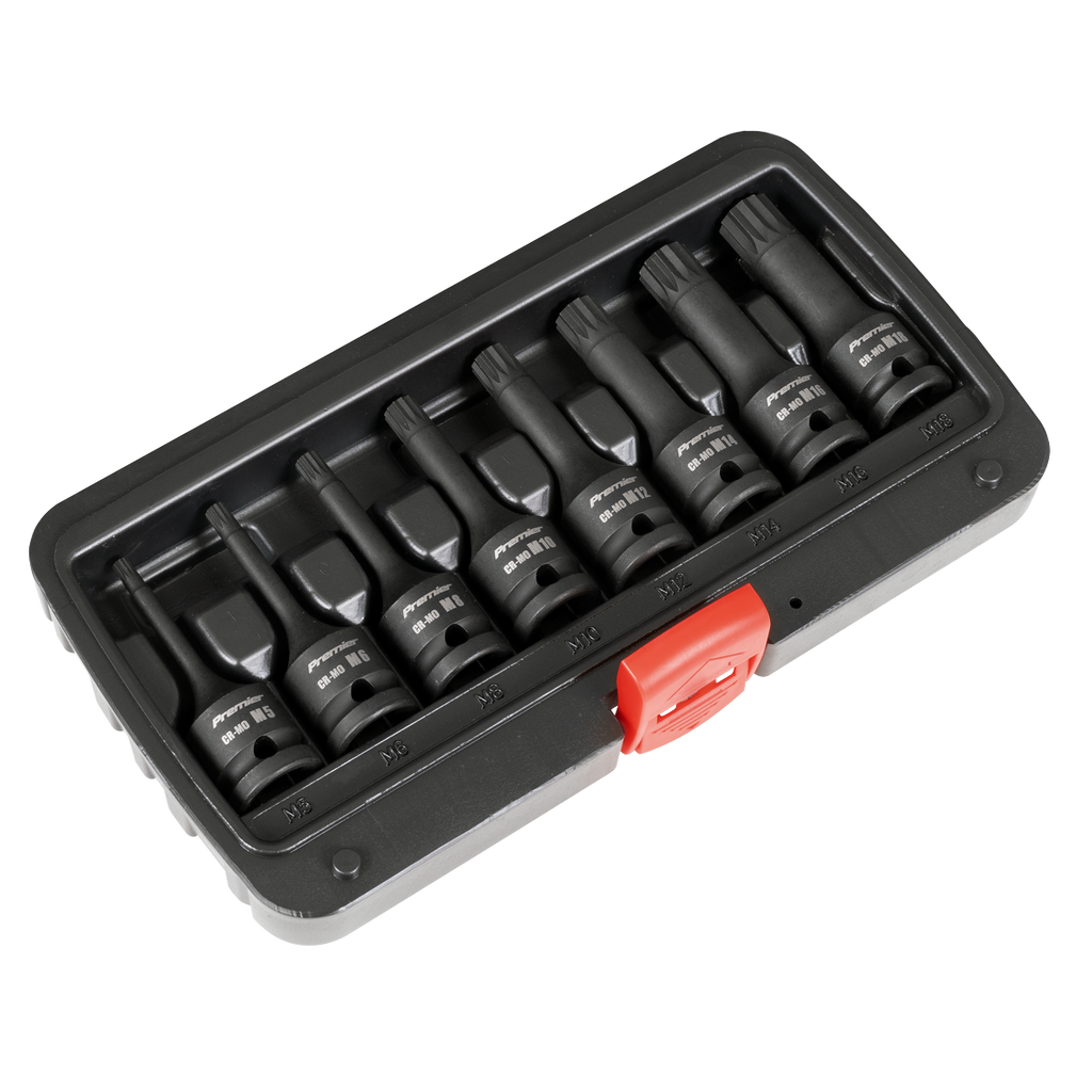 Spline Impact Socket Bit Set 1/2"Sq Drive 8pc AK5604