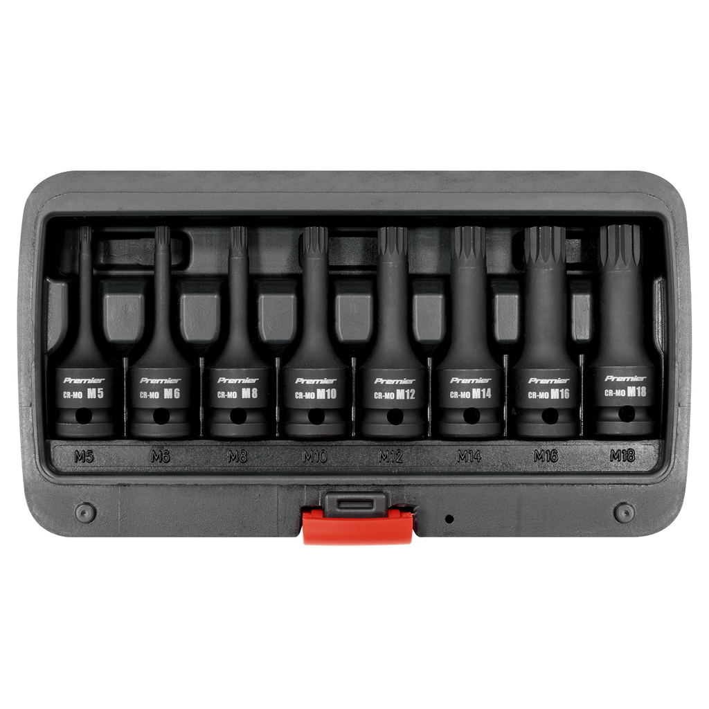 Spline Impact Socket Bit Set 1/2"Sq Drive 8pc AK5604