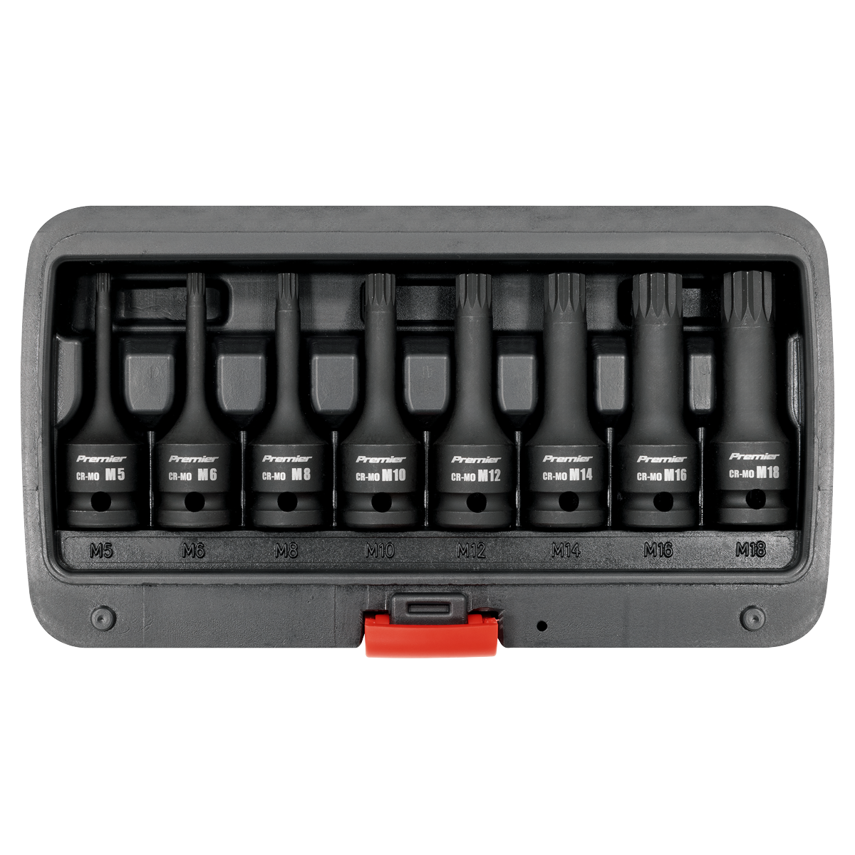 Spline Impact Socket Bit Set 1/2"Sq Drive 8pc AK5604