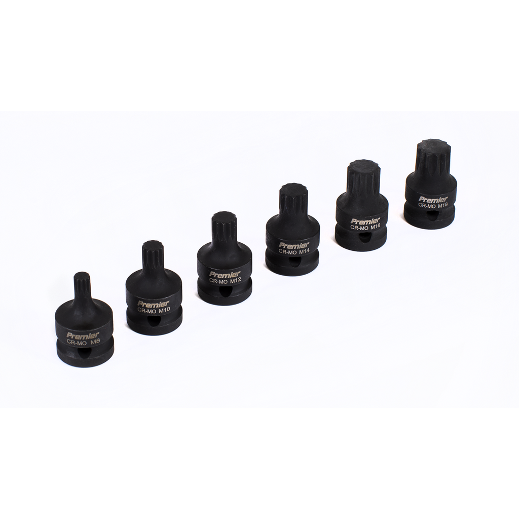 Spline Impact Socket Bit Set 1/2"Sq Drive 6pc AK5608