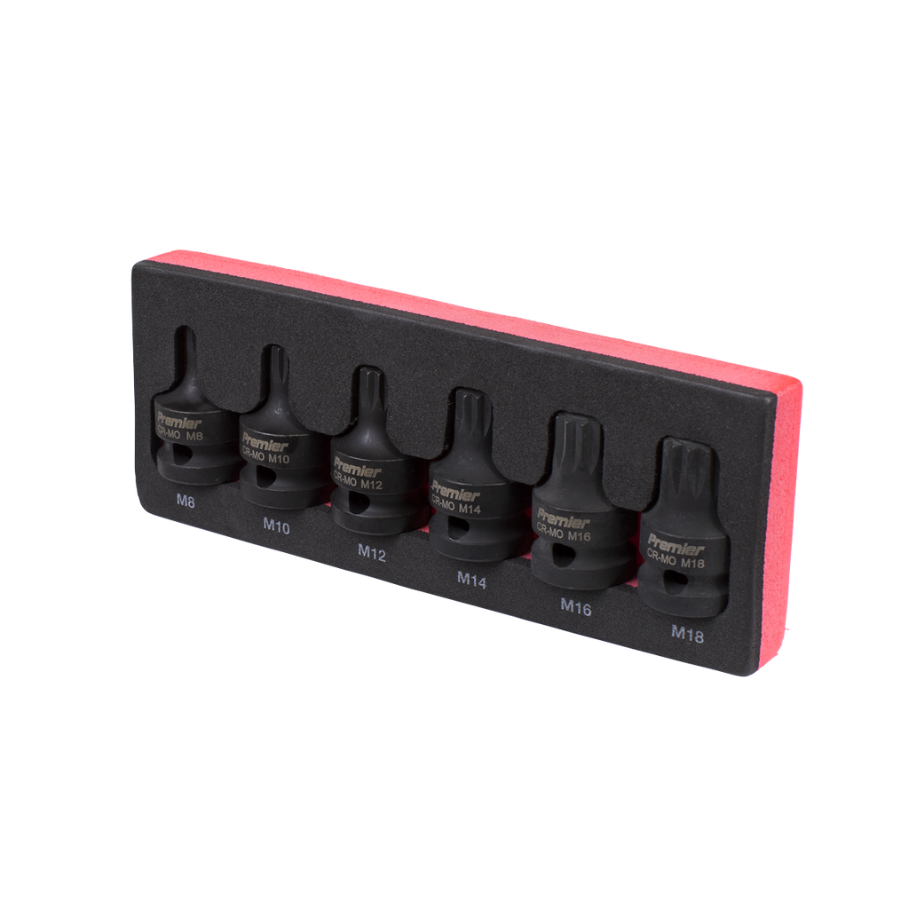 Spline Impact Socket Bit Set 1/2"Sq Drive 6pc AK5608