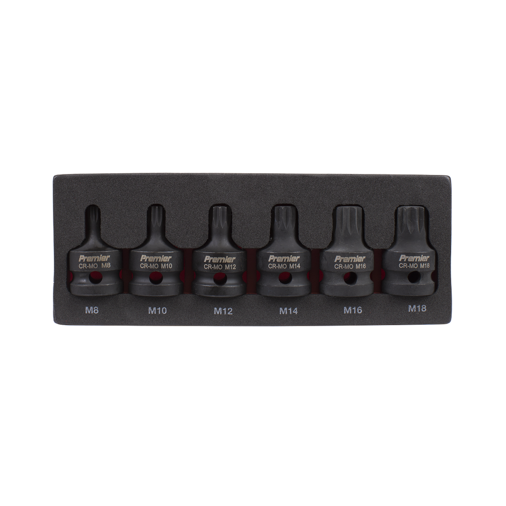 Spline Impact Socket Bit Set 1/2"Sq Drive 6pc AK5608