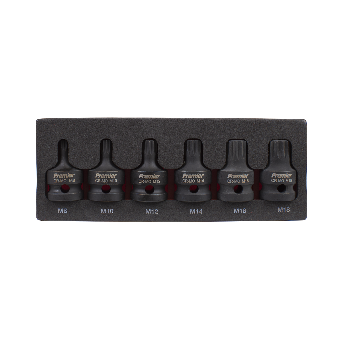 Spline Impact Socket Bit Set 1/2"Sq Drive 6pc AK5608