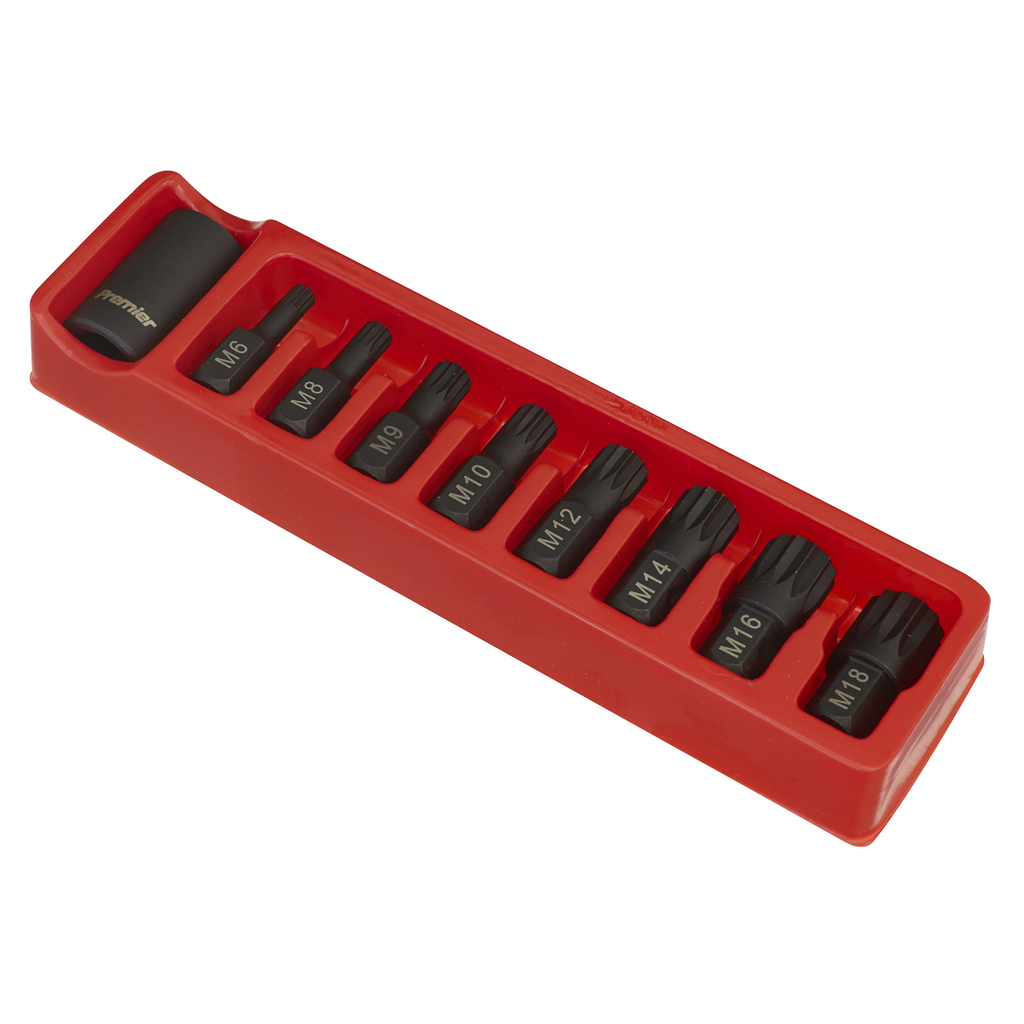 Spline Impact Bit & Holder Set 1/2"Sq Drive 9pc AK5611