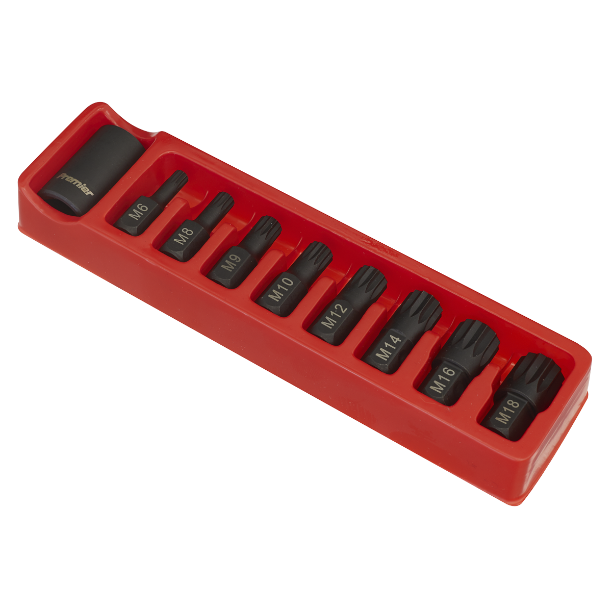 Spline Impact Bit & Holder Set 1/2"Sq Drive 9pc AK5611