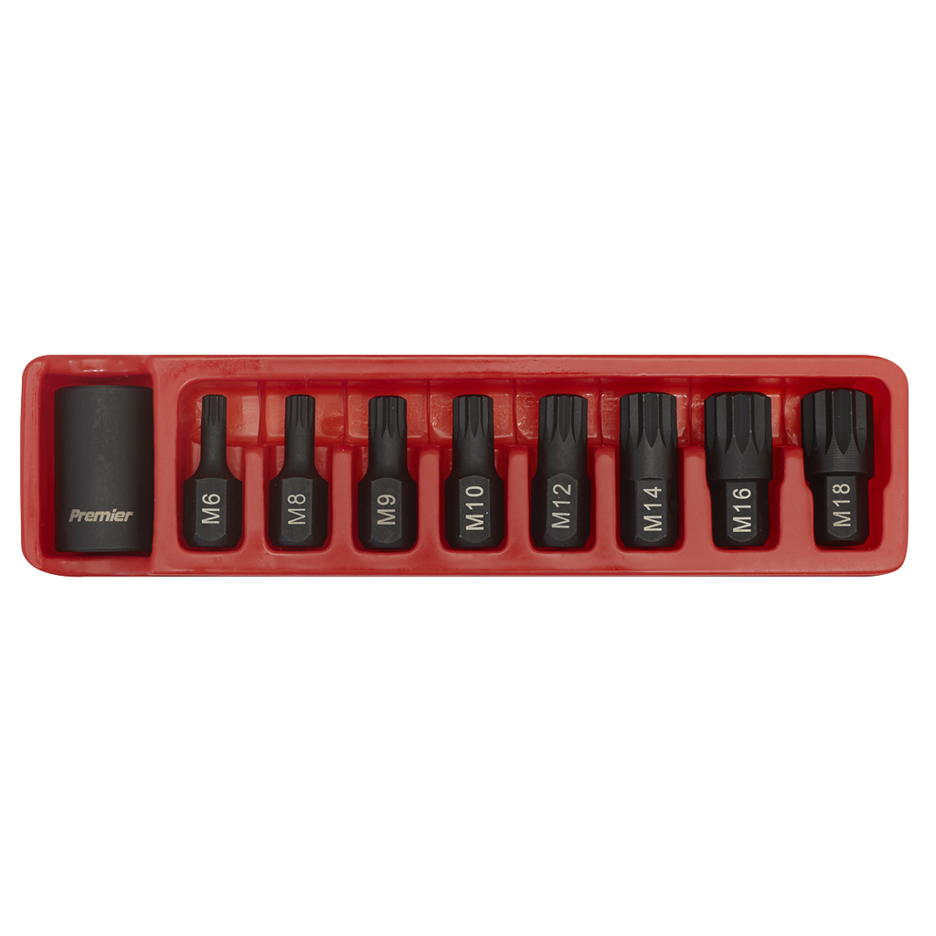 Spline Impact Bit & Holder Set 1/2"Sq Drive 9pc AK5611
