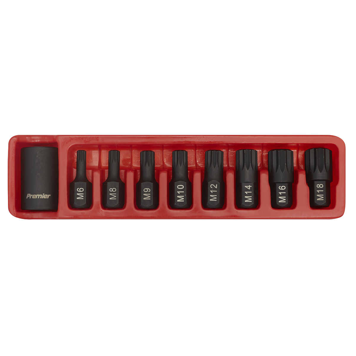 Spline Impact Bit & Holder Set 1/2"Sq Drive 9pc AK5611