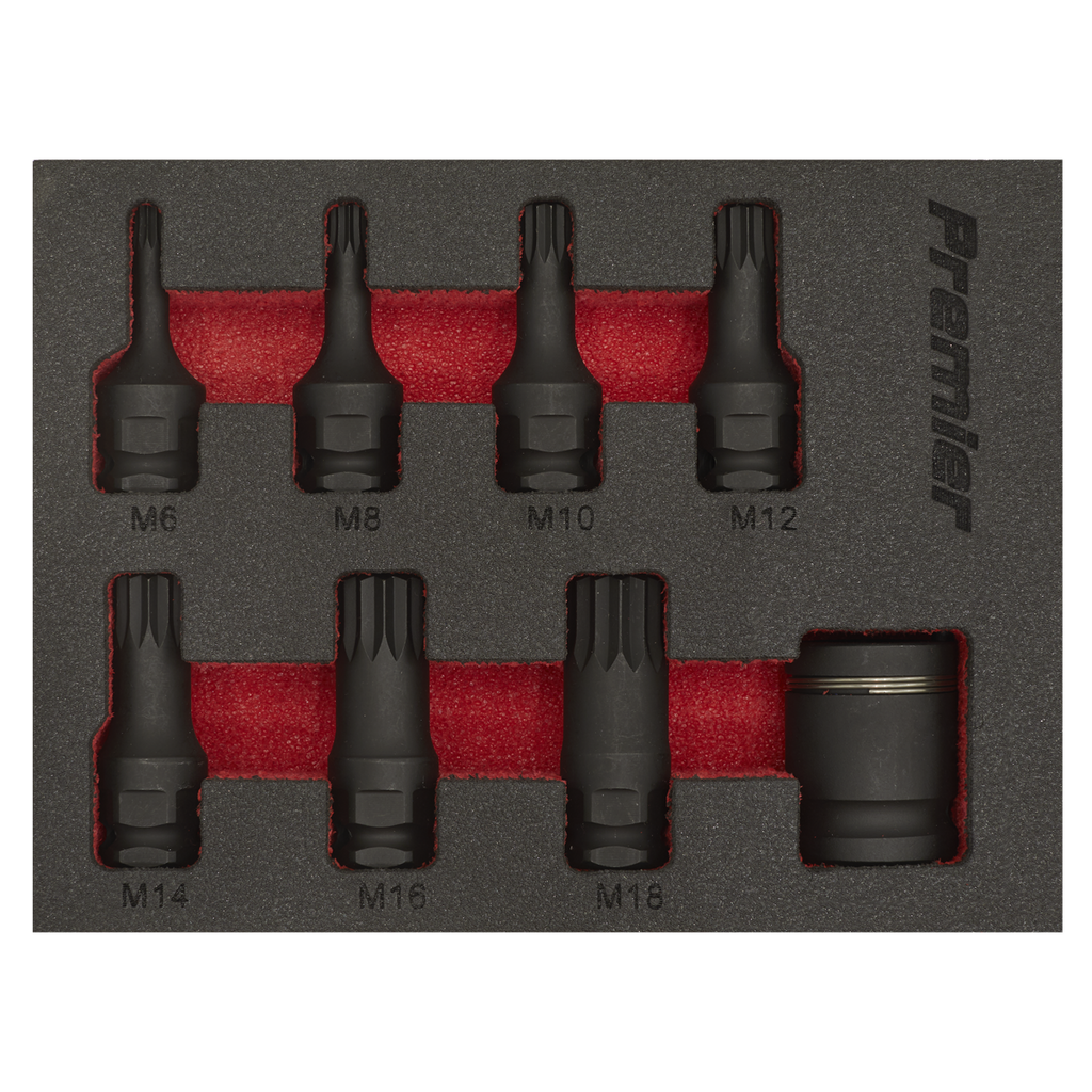 Spline Impact Socket Bit Set 3/8"Sq Drive 8pc AK5622