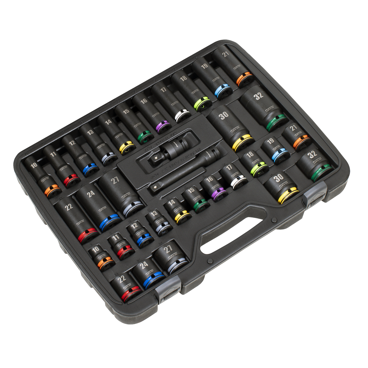 Lock-On™ Standard & Deep Impact Socket Set 1/2"Sq Drive 34pc AK5636M