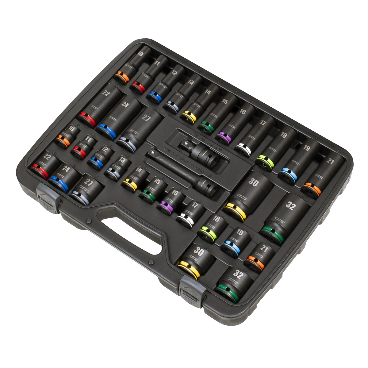 Lock-On™ Standard & Deep Impact Socket Set 1/2"Sq Drive 34pc AK5636M