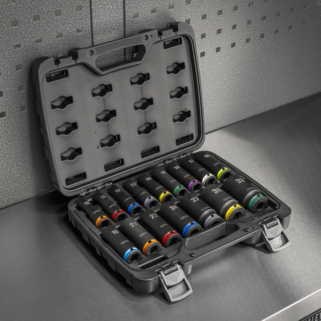 Lock-On™ Deep Impact Socket Set 1/2"Sq Drive 16pc AK58170M