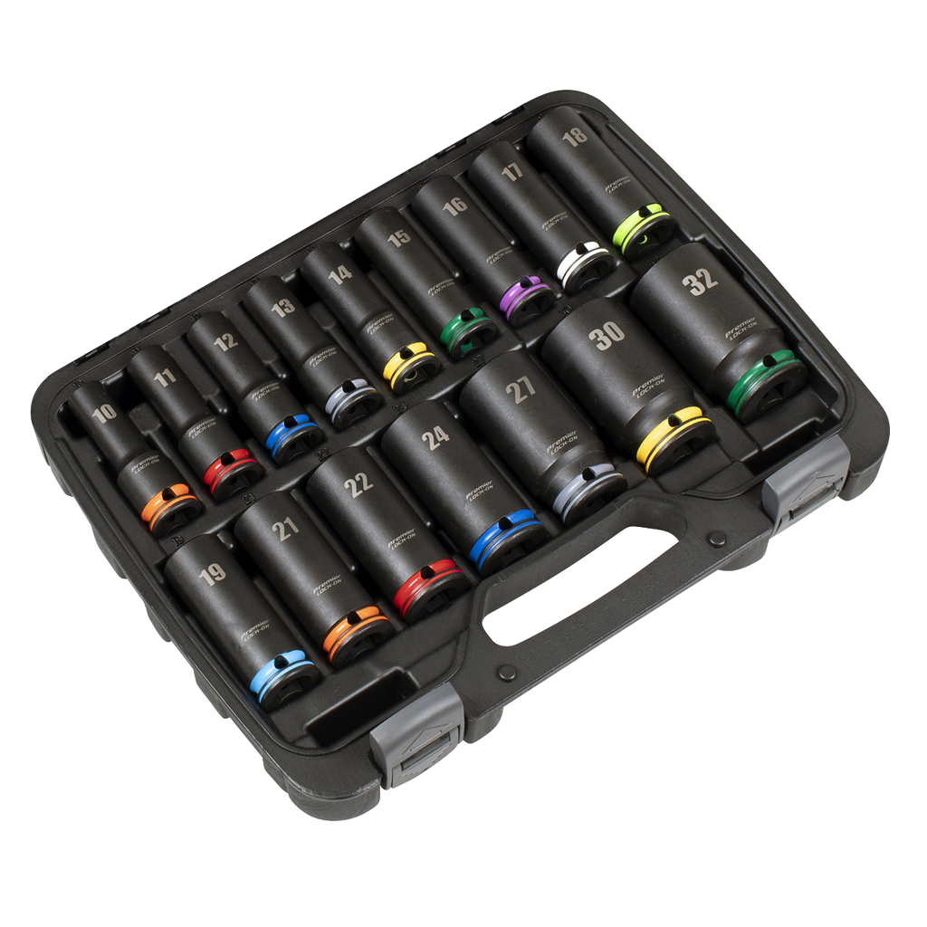 Lock-On™ Deep Impact Socket Set 1/2"Sq Drive 16pc AK58170M