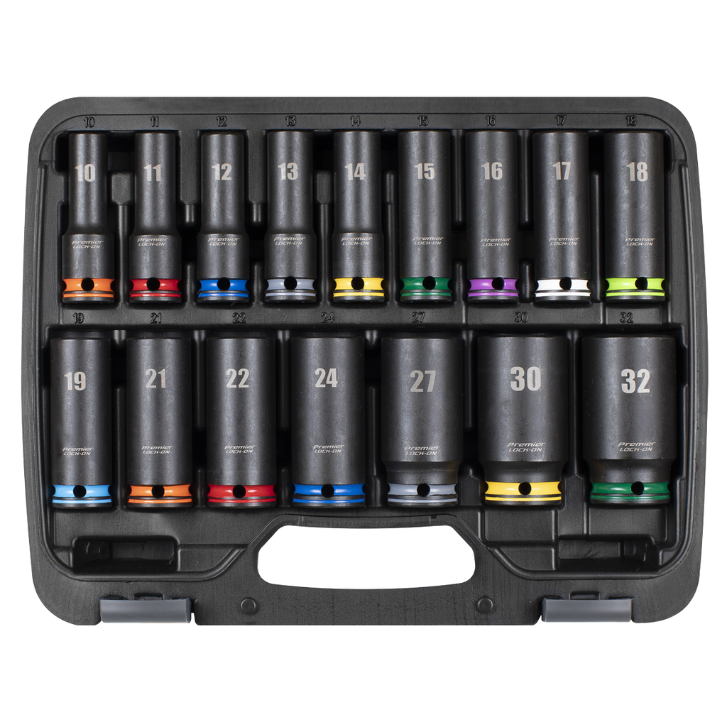 Lock-On™ Deep Impact Socket Set 1/2"Sq Drive 16pc AK58170M