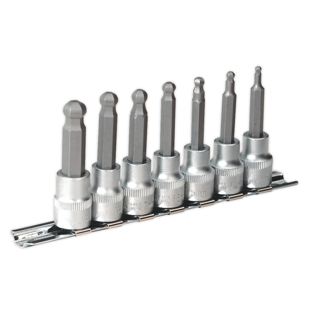 Ball-End Hex Socket Bit Set 3/8"Sq Drive 7pc AK621