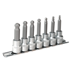 Ball-End Hex Socket Bit Set 3/8"Sq Drive 7pc AK621