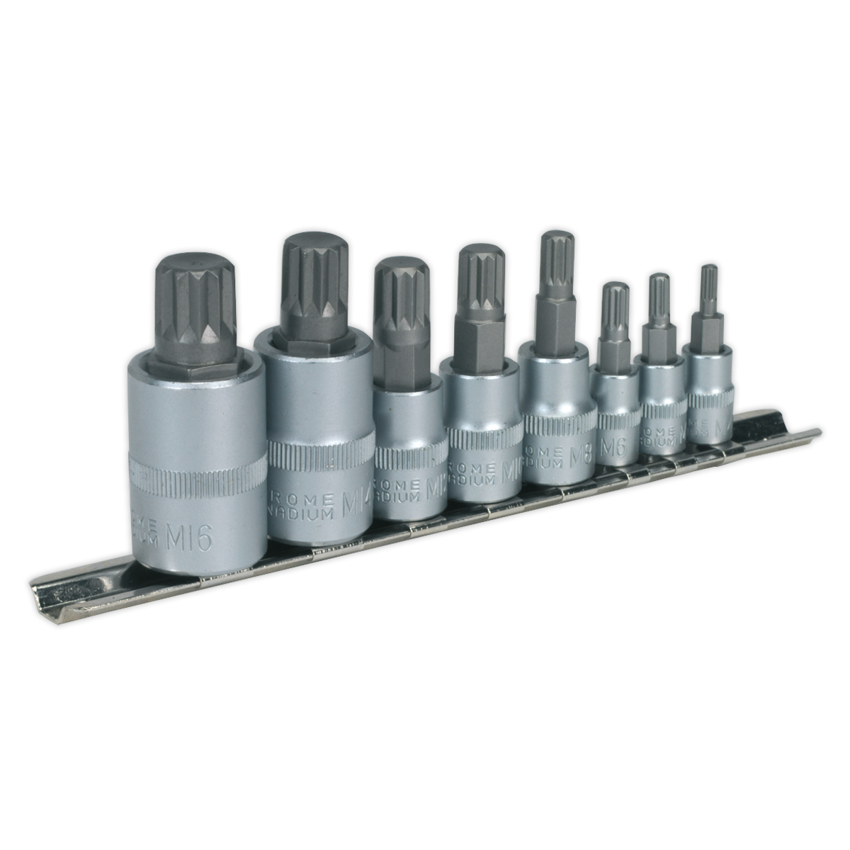 Spline Socket Bit Set 1/4", 3/8" & 1/2"Sq Drive 8pc AK6214