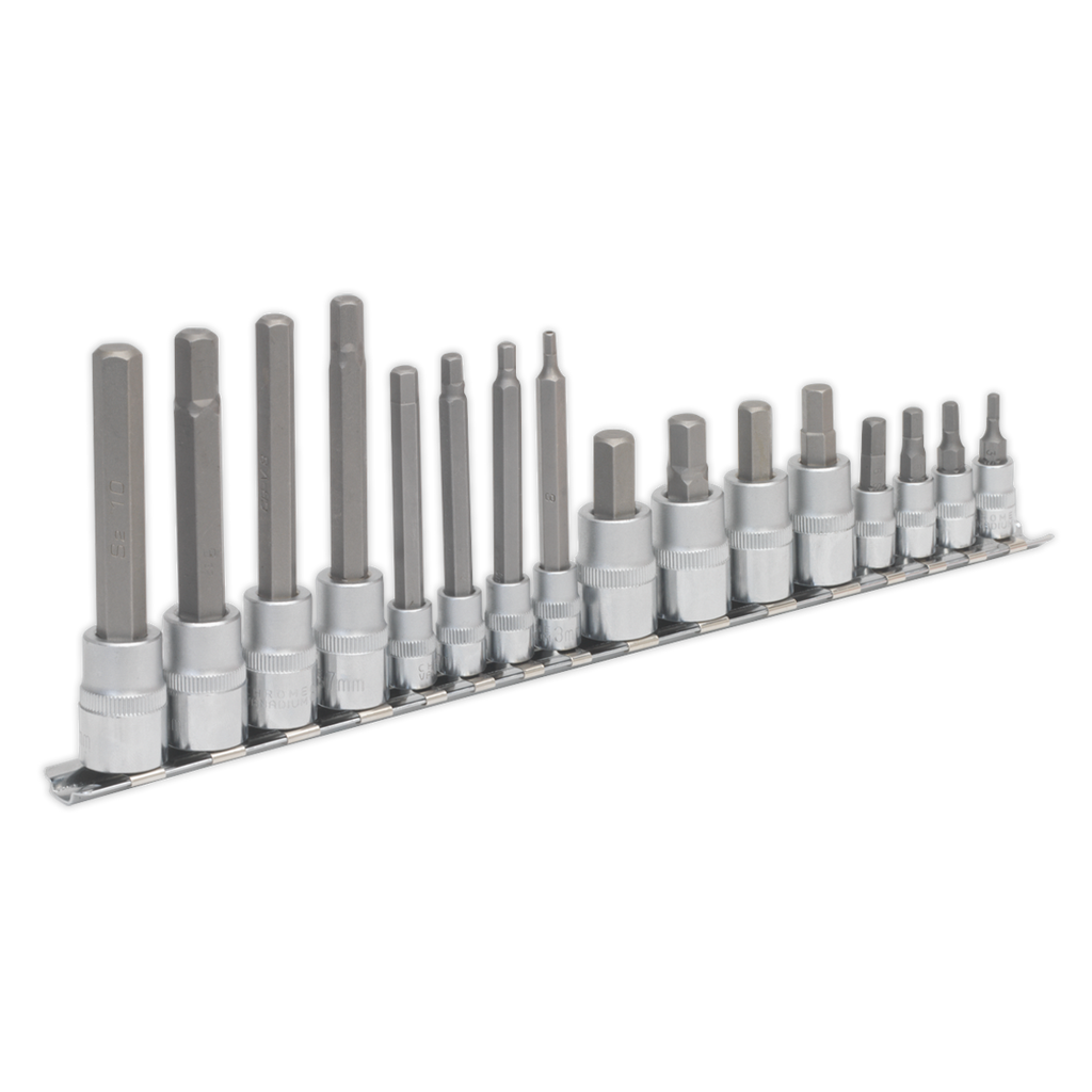 Hex Socket Bit Set 1/4" & 3/8"Sq Drive 16pc AK6219