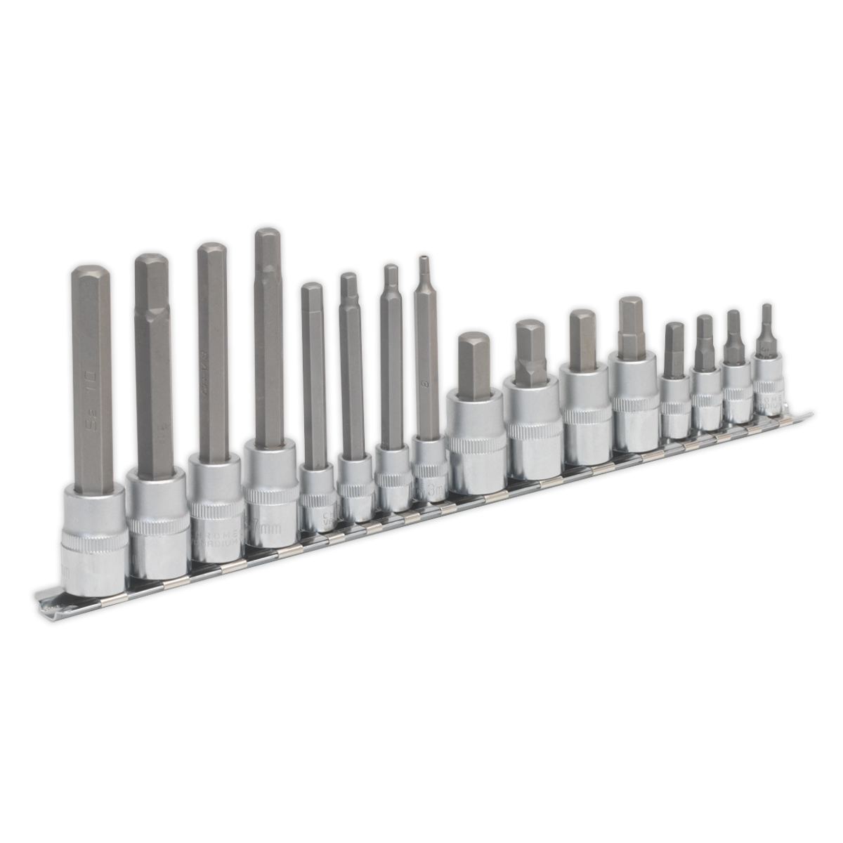 Hex Socket Bit Set 1/4" & 3/8"Sq Drive 16pc AK6219