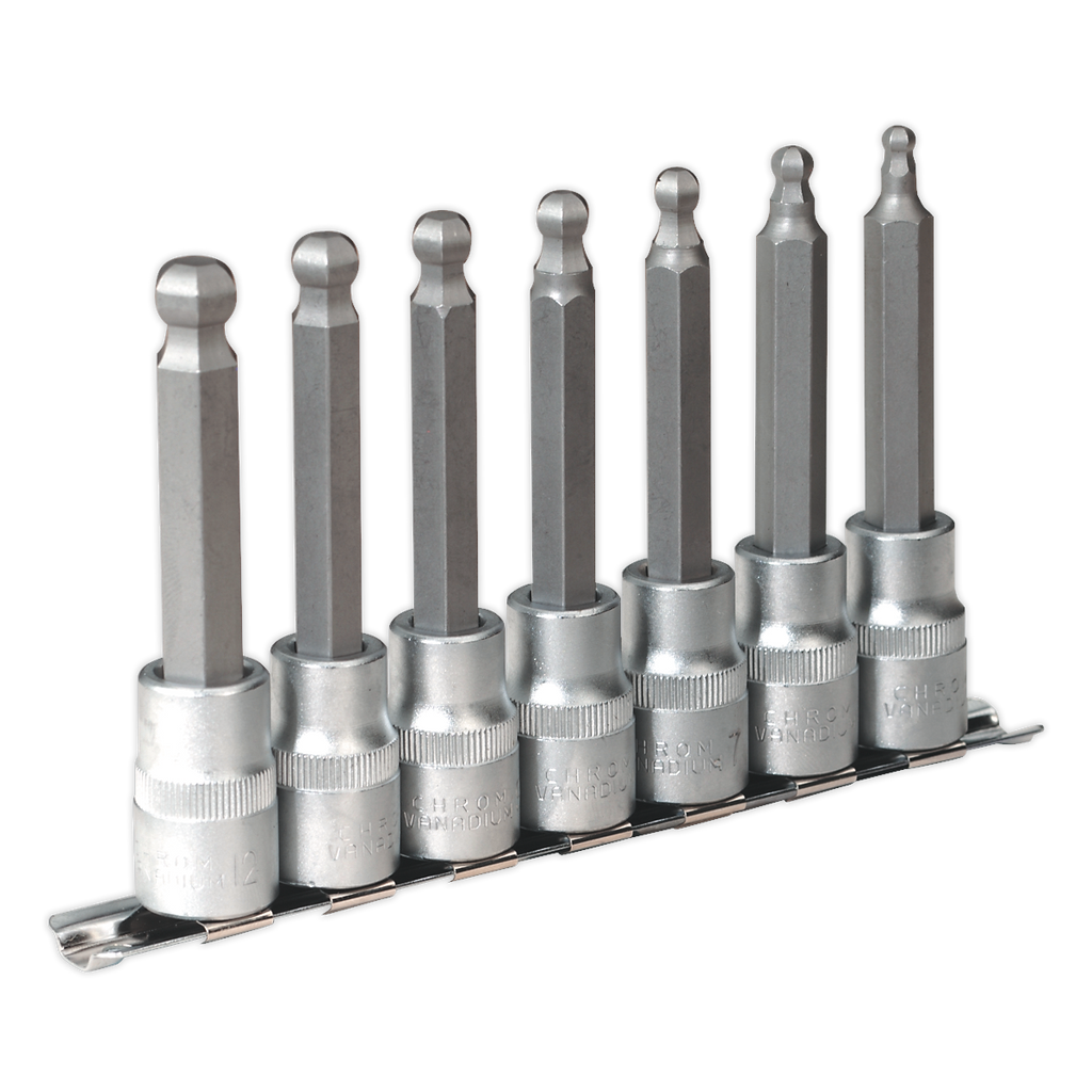 Ball-End Hex Socket Bit Set 1/2"Sq Drive 7pc AK622
