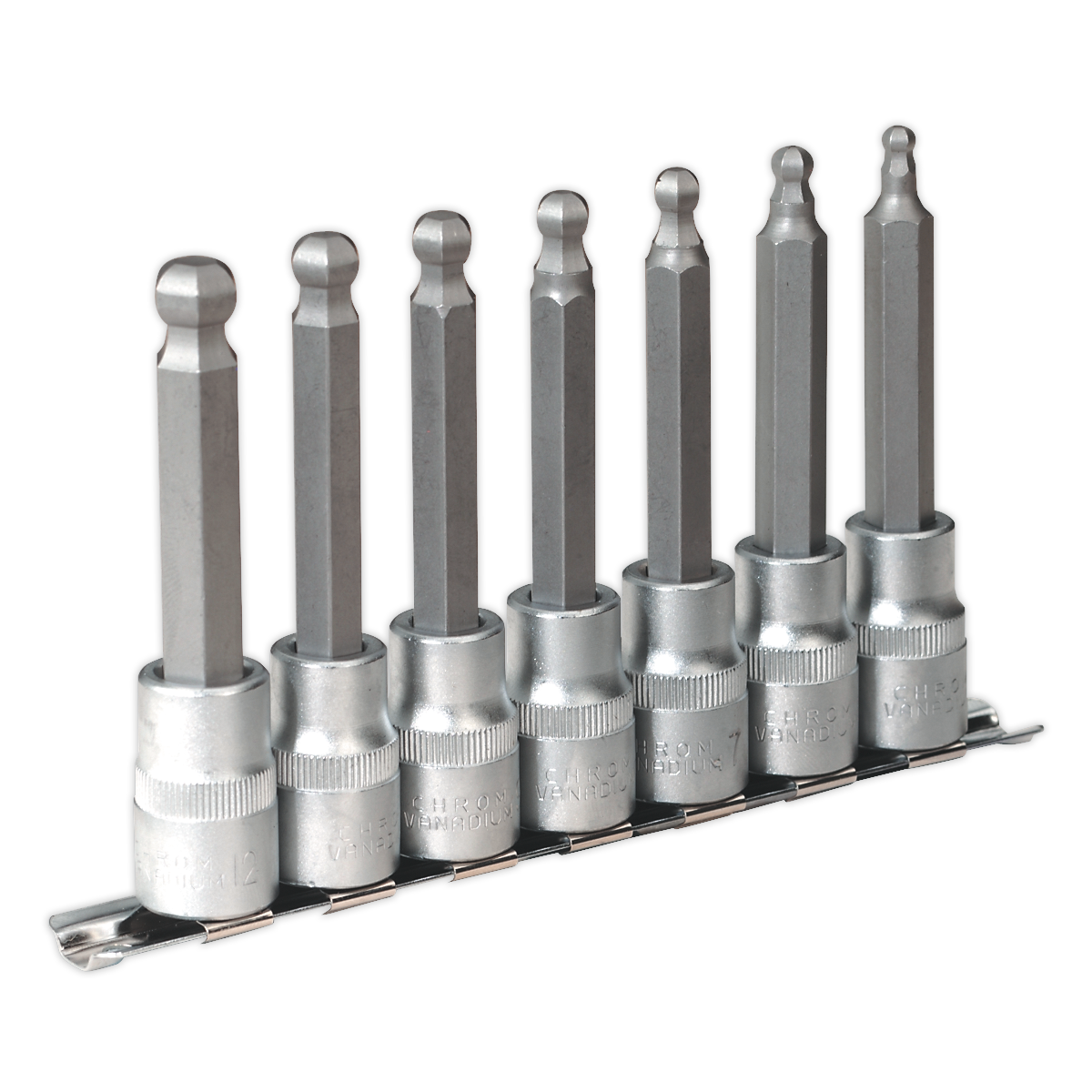 Ball-End Hex Socket Bit Set 1/2"Sq Drive 7pc AK622