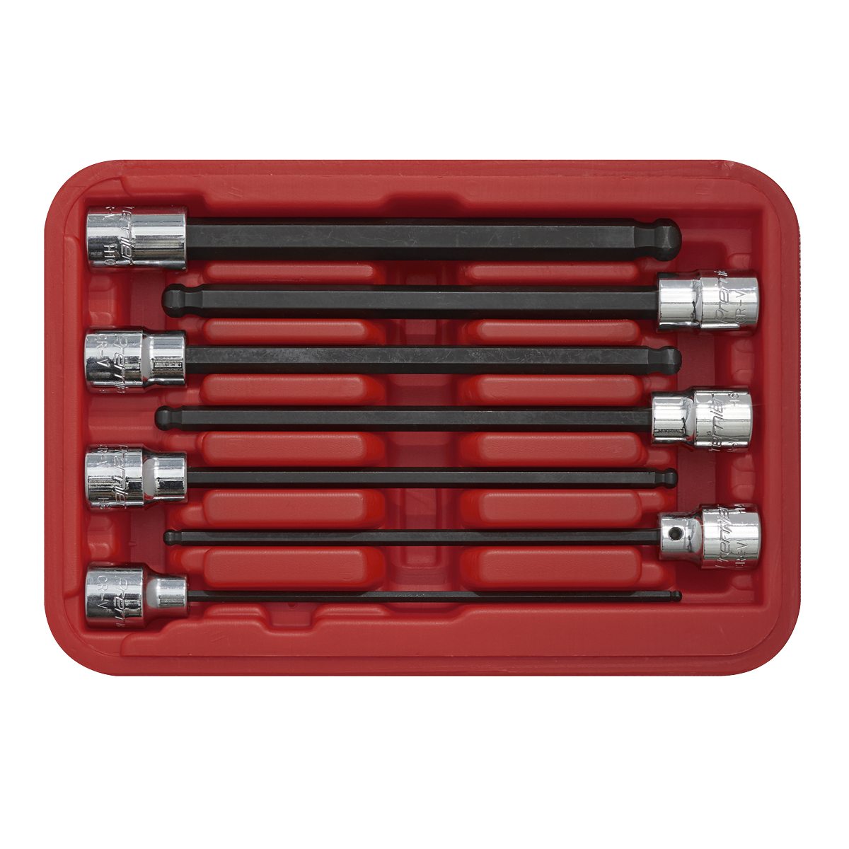 Ball-End Hex Socket Bit Set 3/8"Sq Drive 7pc AK62257