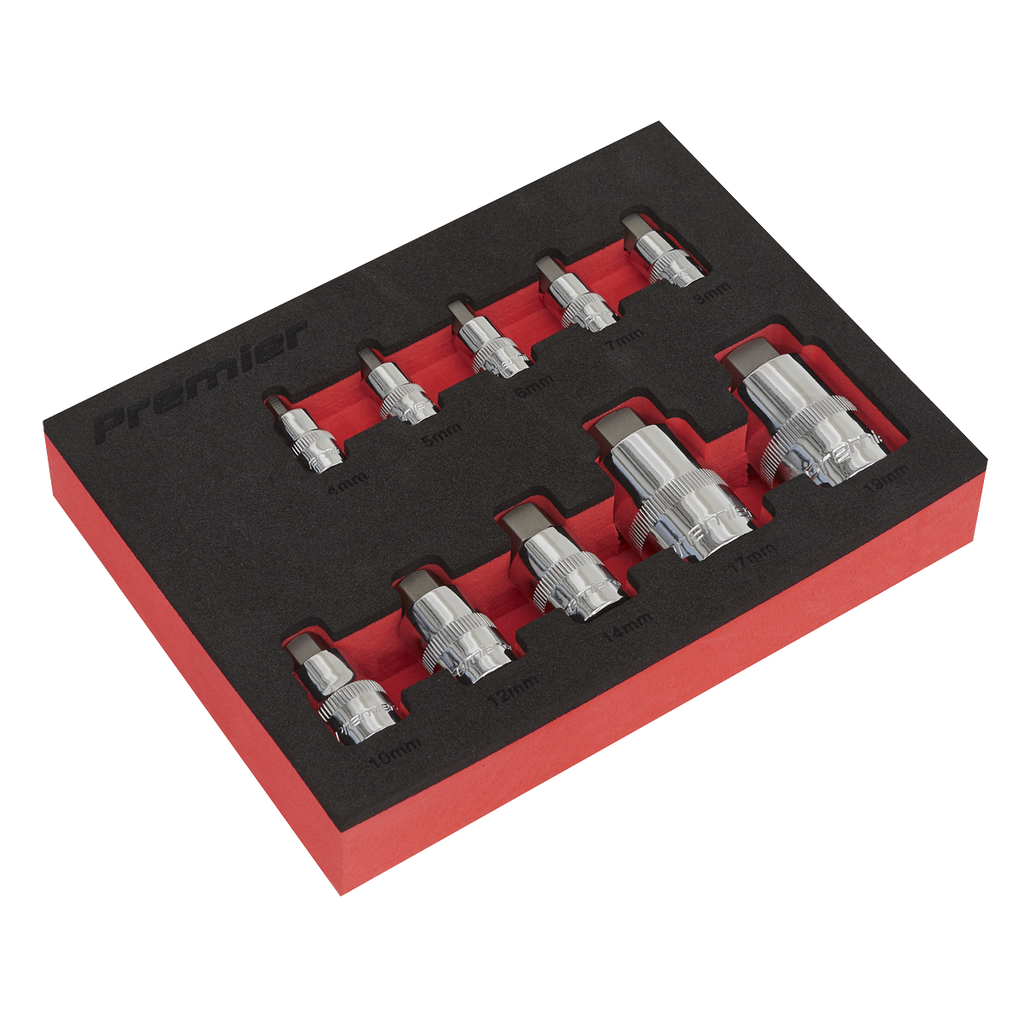 Stubby Hex Socket Bit Set 1/4", 3/8" & 1/2"Sq Drive 10pc AK6244