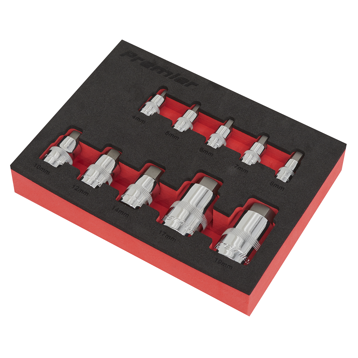 Stubby Hex Socket Bit Set 1/4", 3/8" & 1/2"Sq Drive 10pc AK6244