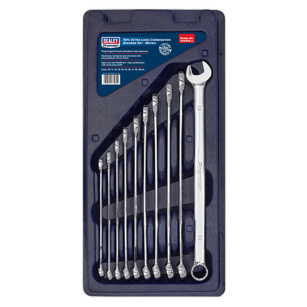 Extra-Long Combination Spanner Set 10pc AK6310