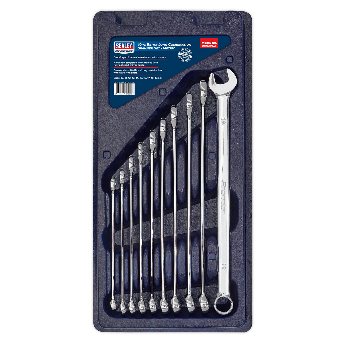 Extra-Long Combination Spanner Set 10pc AK6310