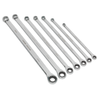 Extra-Long Double Ring Ratchet/Fixed Spanner Set 7pc AK6319