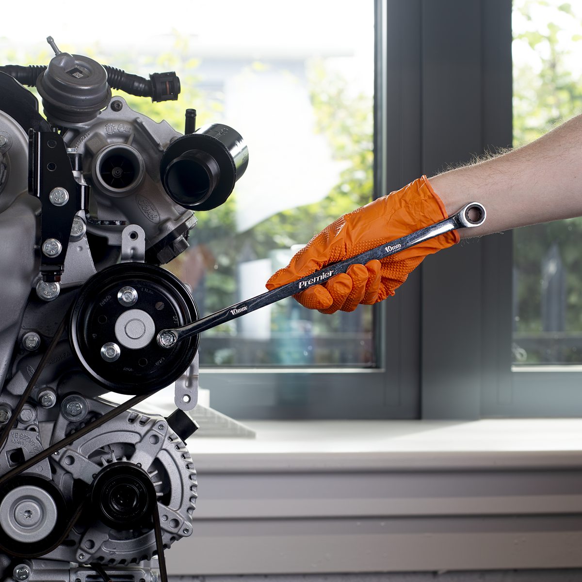 Extra-Long Double Ring Ratchet/Fixed Spanner Set 13pc AK63190