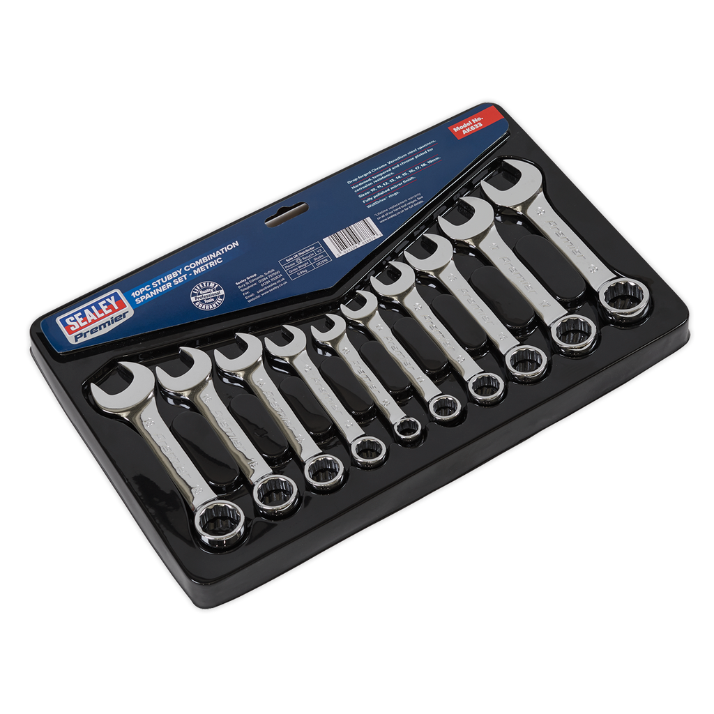 Stubby Combination Spanner Set 10pc AK633