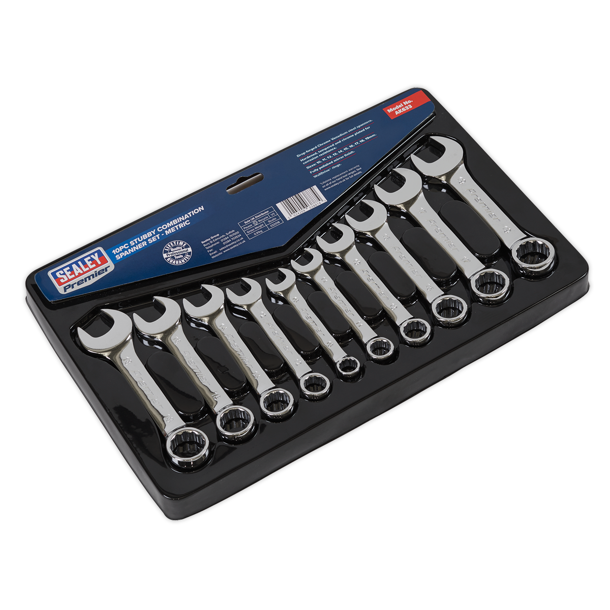 Stubby Combination Spanner Set 10pc AK633