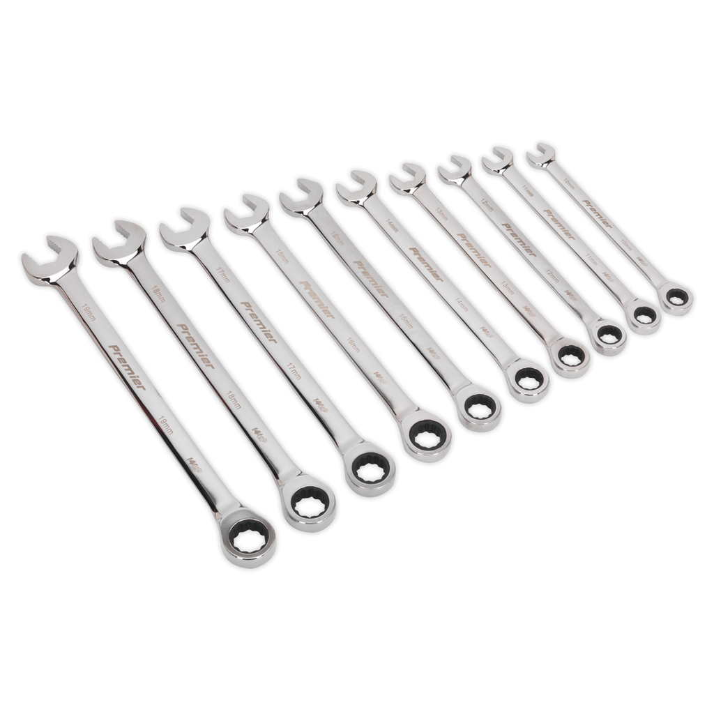 Extra-Long Combination Ratchet Spanner Set 10pc AK63914