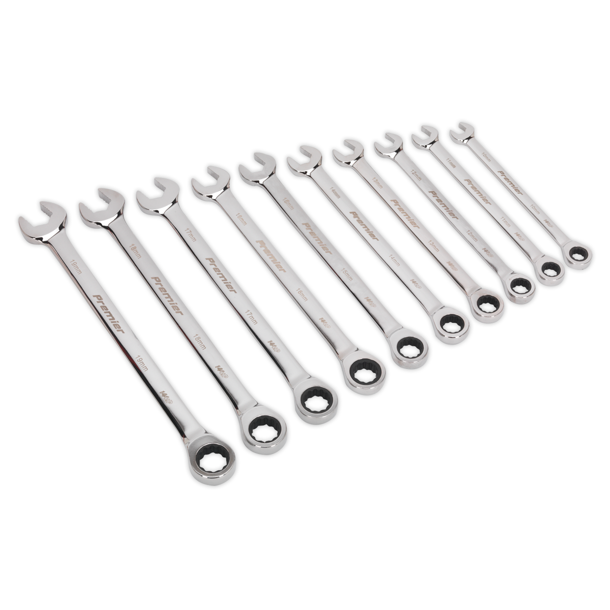 Extra-Long Combination Ratchet Spanner Set 10pc AK63914