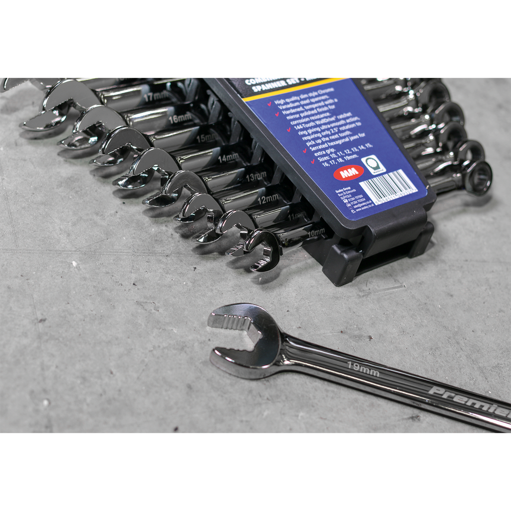Extra-Long Combination Ratchet Spanner Set 10pc AK63914