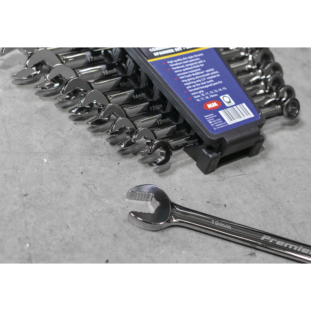 Extra-Long Combination Ratchet Spanner Set 10pc AK63914