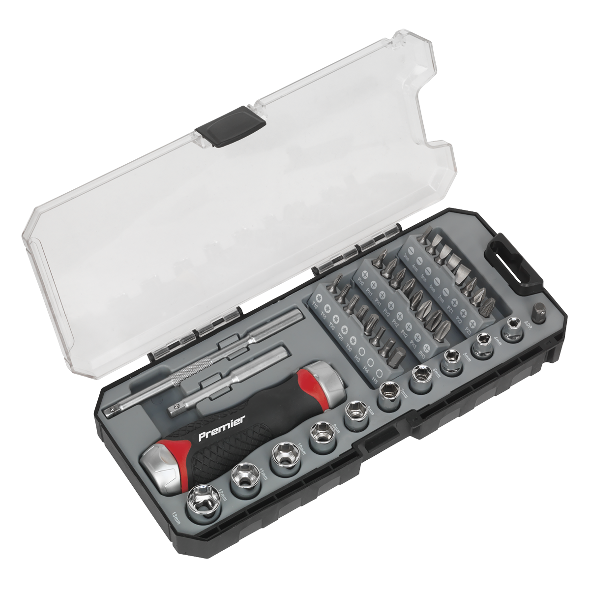 Fine Tooth Ratchet Screwdriver Socket & Bit Set 38pc AK64905