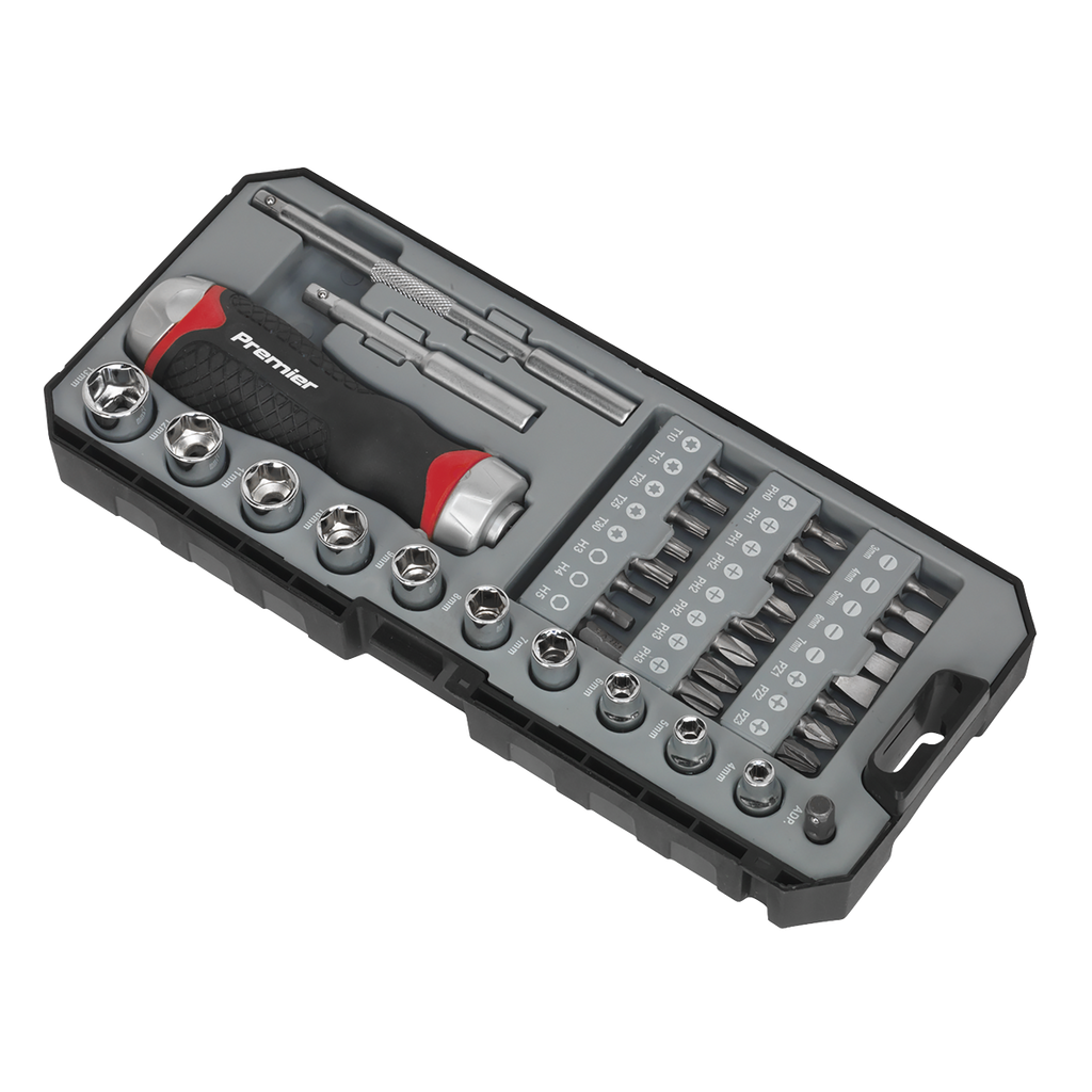 Fine Tooth Ratchet Screwdriver Socket & Bit Set 38pc AK64905