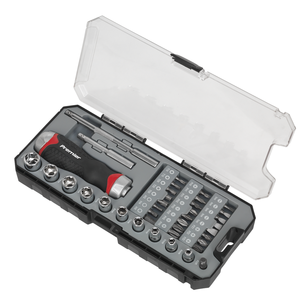 Fine Tooth Ratchet Screwdriver Socket & Bit Set 38pc AK64905