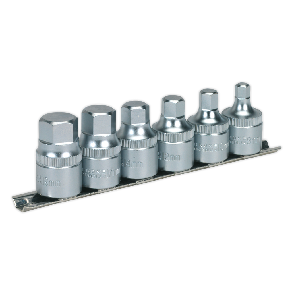 Stubby Hex Socket Bit Set with Rail 1/2"Sq Drive 6pc AK6561