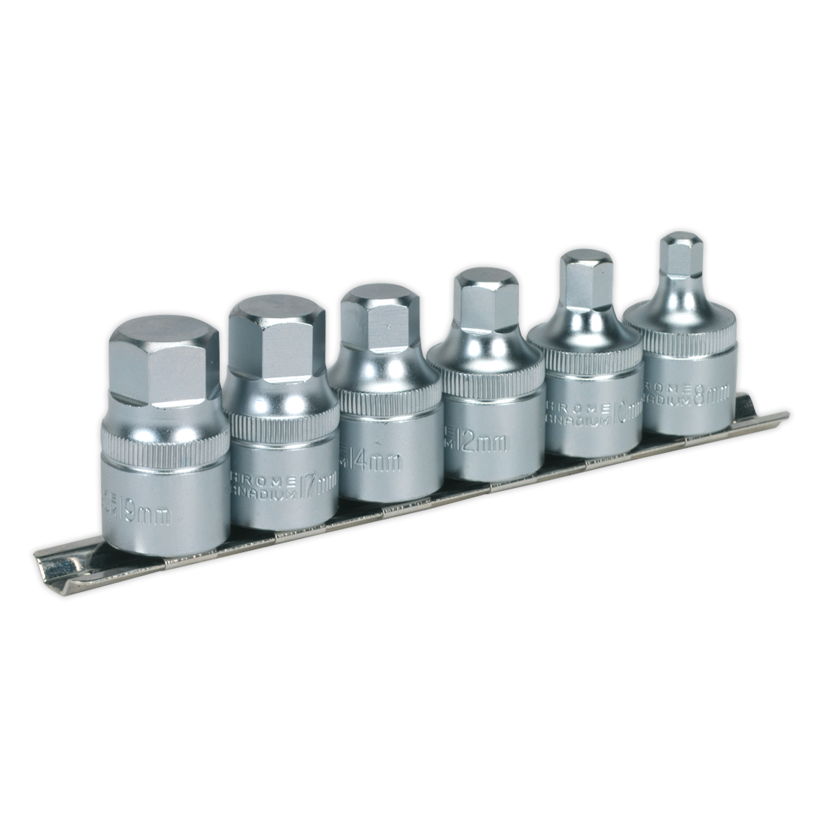 Stubby Hex Socket Bit Set with Rail 1/2"Sq Drive 6pc AK6561