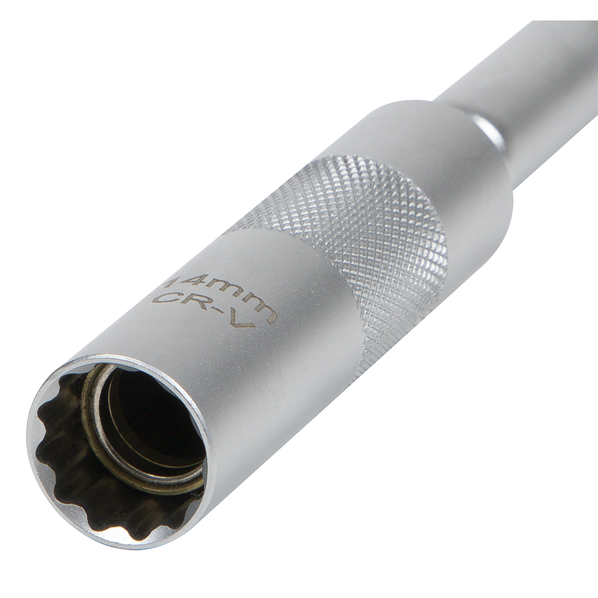 Spark Plug Socket with Universal Joint & Extension 3/8"Sq Drive 12-Point 14mm AK6575