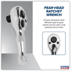 Stubby Pear-Head Ratchet Wrench with Flip Reverse 3/8"Sq Drive AK661S