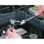Pear-Head Ratchet Wrench with Flexi-Head & Flip Reverse 3/8"Sq Drive 300mm AK661F