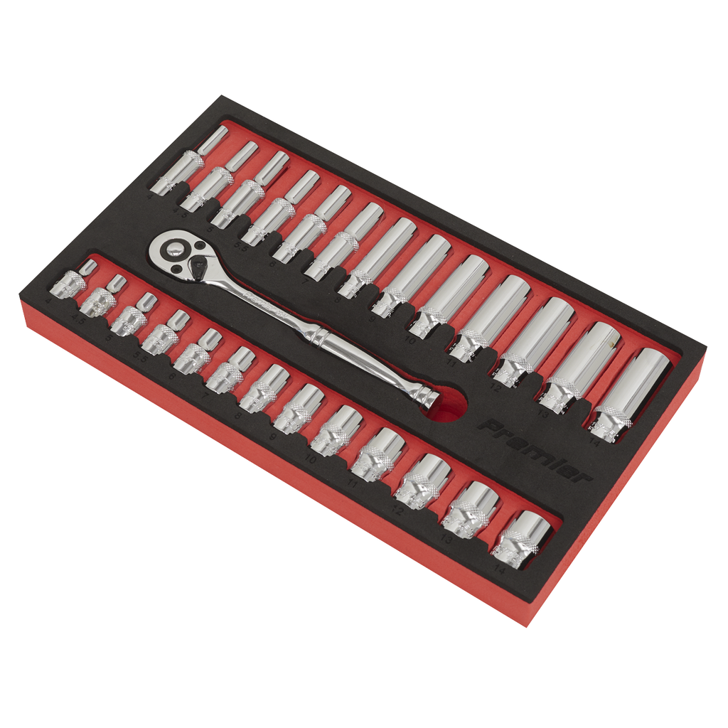 Ratchet Wrench & Socket Set 1/4"Sq Drive 27pc AK66721