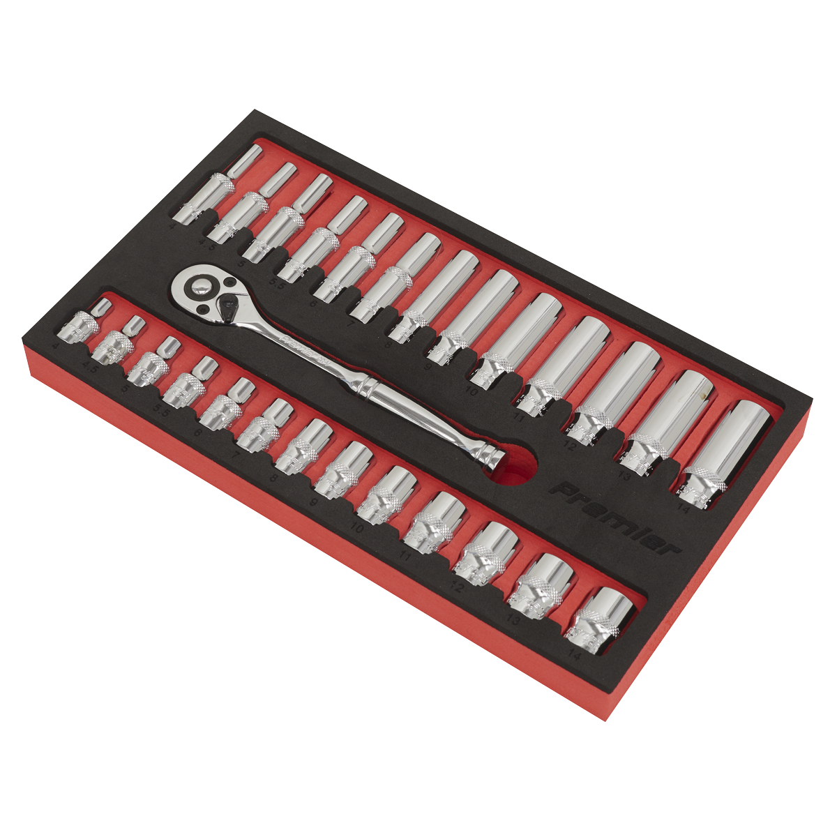 Ratchet Wrench & Socket Set 1/4"Sq Drive 27pc AK66721