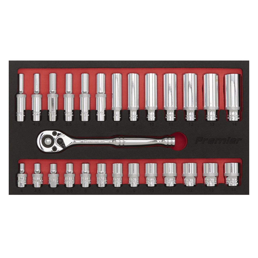 Ratchet Wrench & Socket Set 1/4"Sq Drive 27pc AK66721